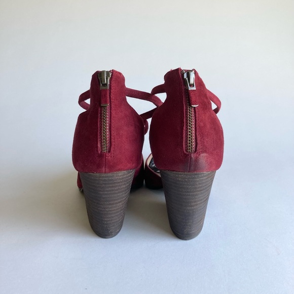 Eileen Fisher Burgundy Suede Leather Ankle Strap Almond Toe Slingbacks size 11 - Picture 10 of 16